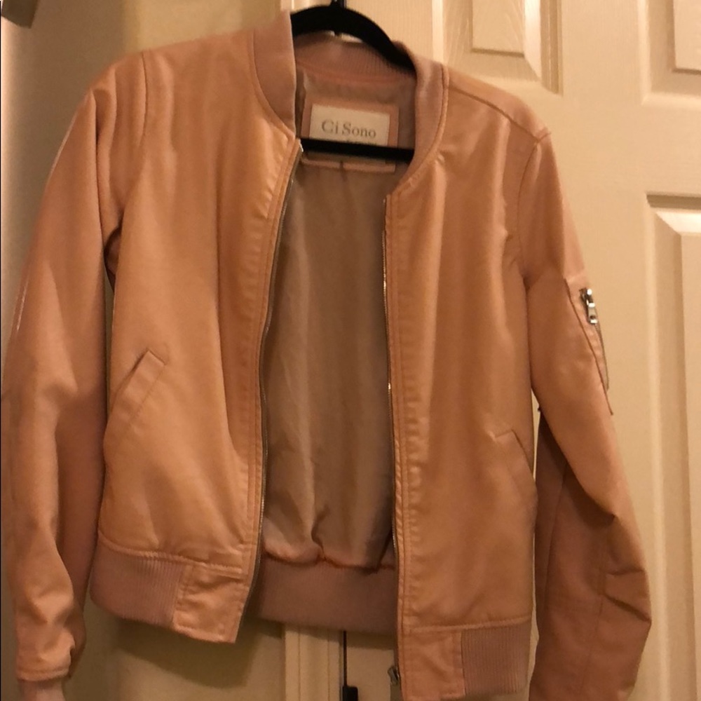 Ci Sono by Cavalini Pink Faux Leather Bomber